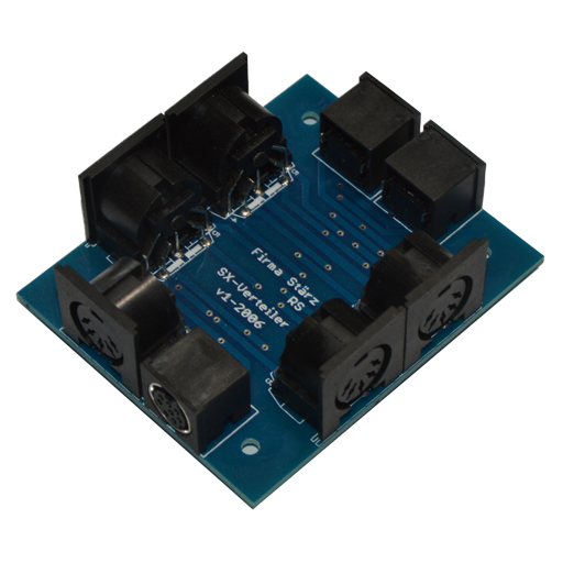 The Multi Distributor is a distributor for the SX-, PX and MX-Bus. As it incorporates 3 MX-jacks it easily allows to connect a Mobile Station to an existing SX-jack based Selectrix-System.