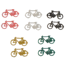 Dieses Set für Spurweite H0, beinhaltet 2 schwarze, 2 rote, 2 metallicgrüne, 2 silbergraue und 2 perlgoldene Fahrräder.