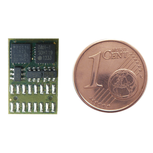 Der DH16A ist ein Fahrzeugdecoder mit den Maßen 10,9 x 16.7 (mm) und SUSI-Schnittstelle für Selectrix, Selectrix-2, DCC und analog mit einer Belastbarkeit von max. 1,5 A.