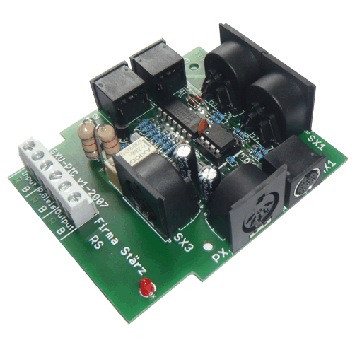 Der aktive Multi-Verteiler SXV-PIC ist besonders geeignet, eine Mobile Station als Zentraleinheit zu nutzen und neben der Gleisbox weitere Booster anschließen zu können. Zum Anschluss weiterer Selectrix-Komponenten stehen 3 SX-Buchsen zur Verfügung.