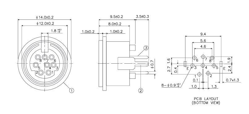 Produktdatenblatt Mini-Din-8polig